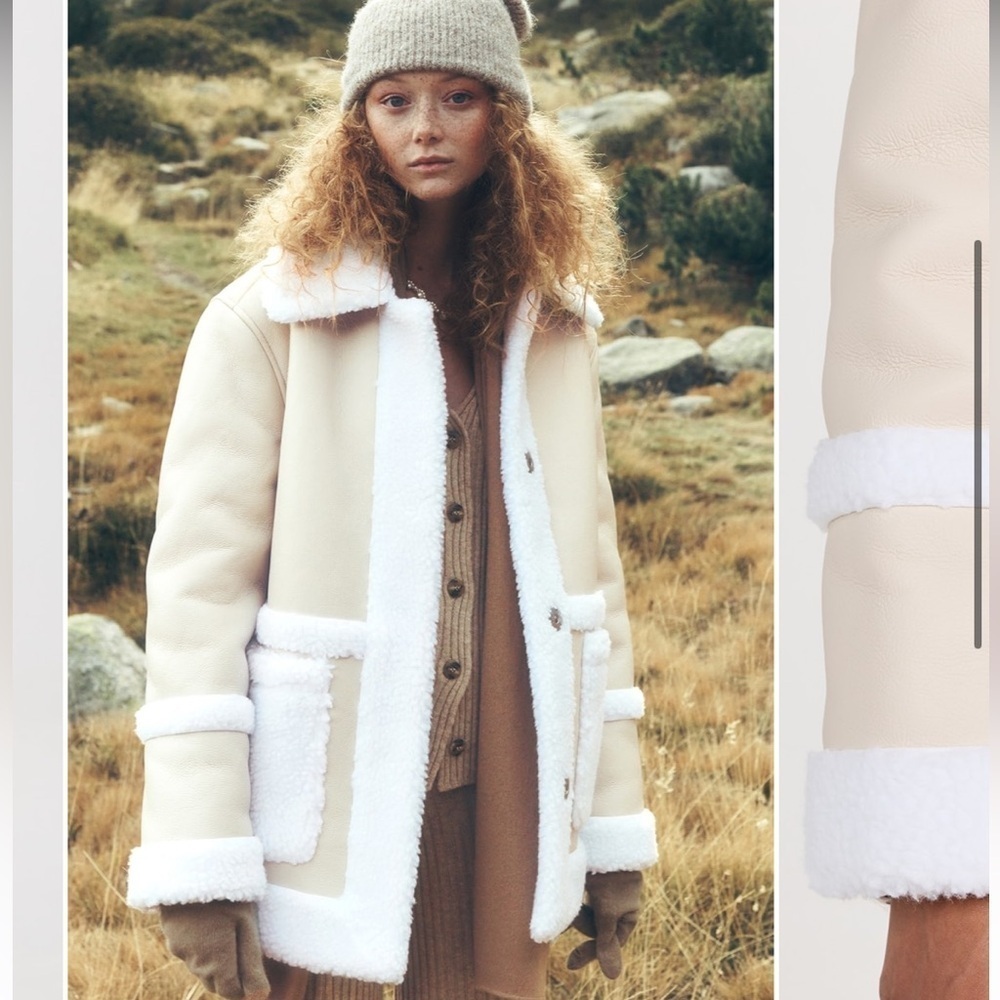 Avec Les Filles Women's Cream Shearling Jacket size S NWT
